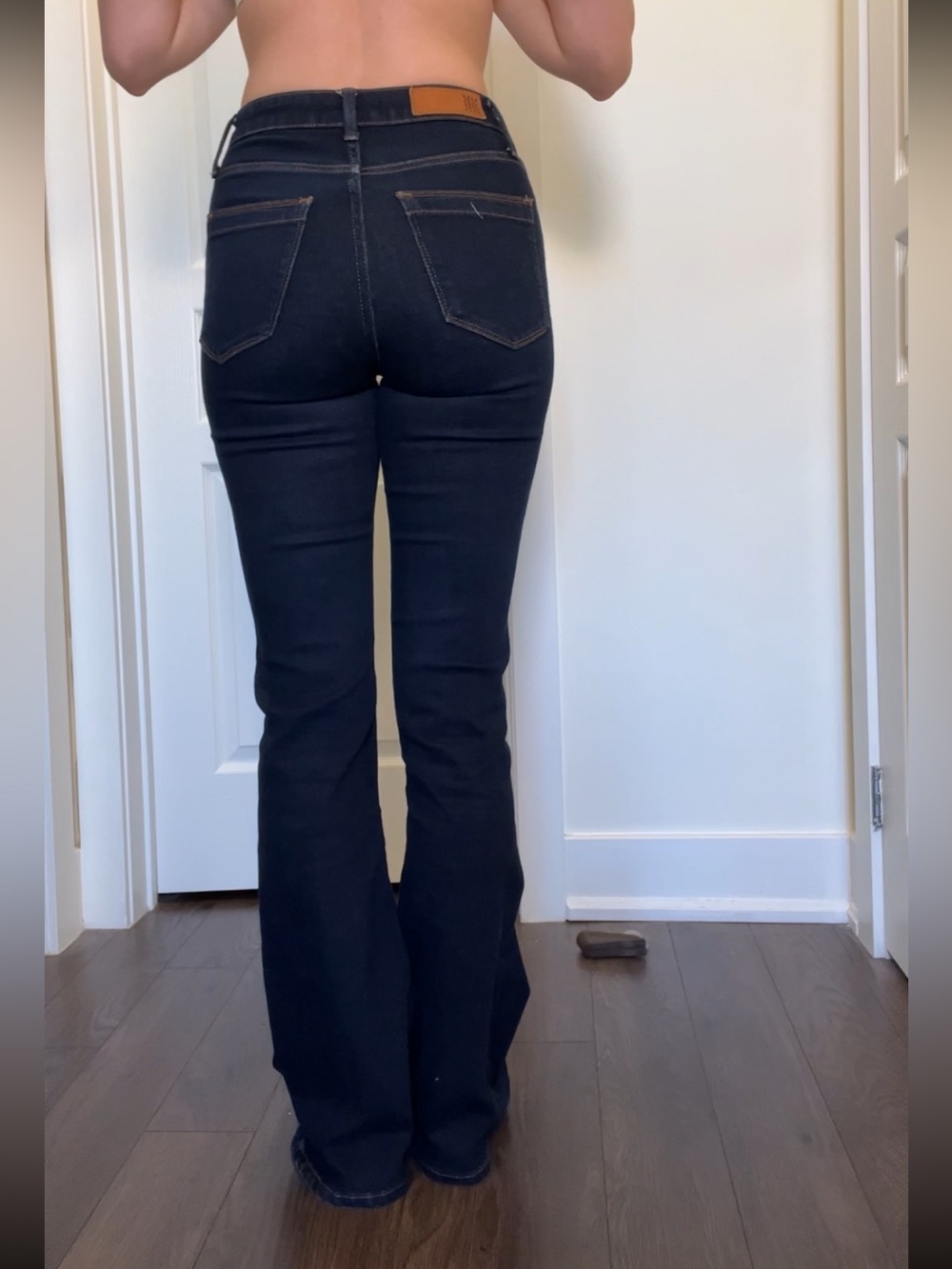 Reiss Dark Navy High-Rise Flare Jeans bell bottom - Picture 8 of 11